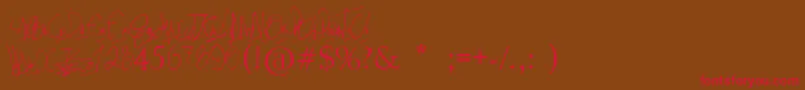 フォントPapposblues..Font – 赤い文字が茶色の背景にあります。