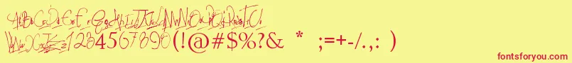 フォントPapposblues..Font – 赤い文字の黄色い背景