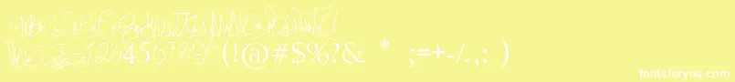 Papposblues..Font Font – White Fonts on Yellow Background