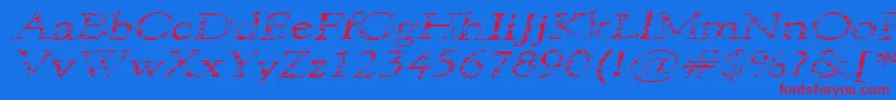 101PuppiesItalicSw-Schriftart – Rote Schriften auf blauem Hintergrund