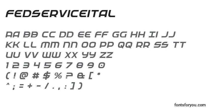Fedserviceitalフォント–アルファベット、数字、特殊文字