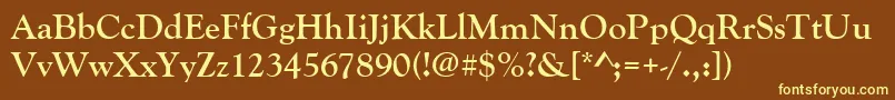 GoudyOldStyleРџРѕР»СѓР¶РёСЂРЅС‹Р№-Schriftart – Gelbe Schriften auf braunem Hintergrund
