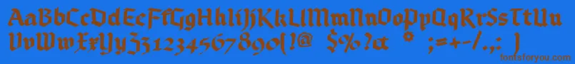 Bruchschrift-Schriftart – Braune Schriften auf blauem Hintergrund