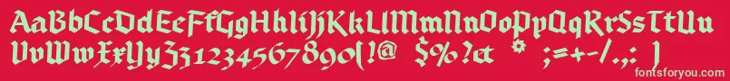 Bruchschrift Font – Green Fonts on Red Background