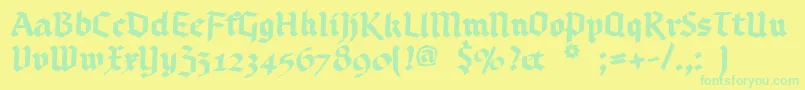 Bruchschrift Font – Green Fonts on Yellow Background