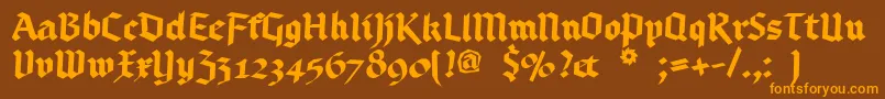 Fonte Bruchschrift – fontes laranjas em um fundo marrom