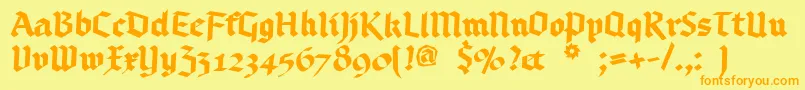 Czcionka Bruchschrift – pomarańczowe czcionki na żółtym tle