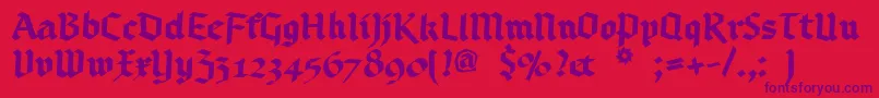 Bruchschrift-Schriftart – Violette Schriften auf rotem Hintergrund