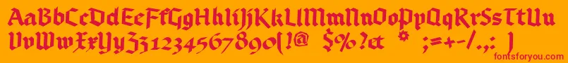 Bruchschrift Font – Red Fonts on Orange Background