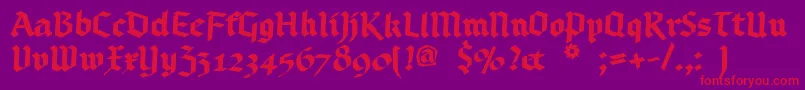 Czcionka Bruchschrift – czerwone czcionki na fioletowym tle