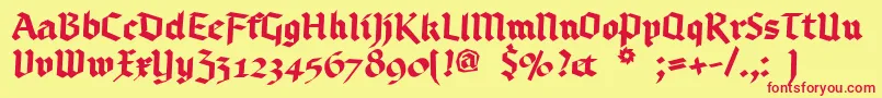 Bruchschrift Font – Red Fonts on Yellow Background
