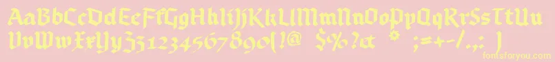 Bruchschrift-Schriftart – Gelbe Schriften auf rosa Hintergrund