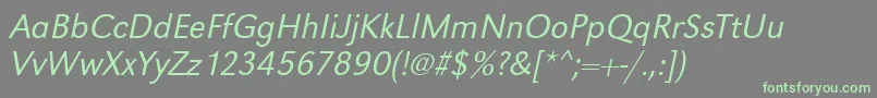GroteskstdLightItalic Font – Green Fonts on Gray Background