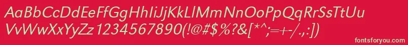 GroteskstdLightItalic Font – Green Fonts on Red Background