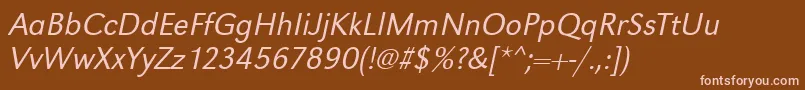Fonte GroteskstdLightItalic – fontes rosa em um fundo marrom