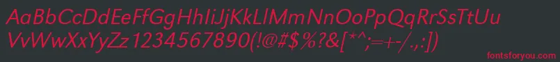 GroteskstdLightItalic Font – Red Fonts on Black Background