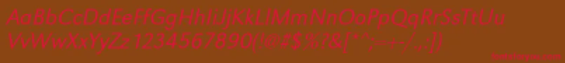GroteskstdLightItalic Font – Red Fonts on Brown Background