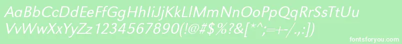 GroteskstdLightItalic Font – White Fonts on Green Background