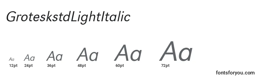 Размеры шрифта GroteskstdLightItalic