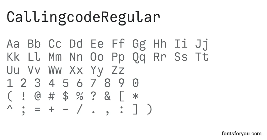 Police CallingcodeRegular - Alphabet, Chiffres, Caractères Spéciaux