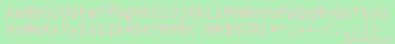CallingcodeRegular-fontti – vaaleanpunaiset fontit vihreällä taustalla