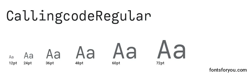 Größen der Schriftart CallingcodeRegular