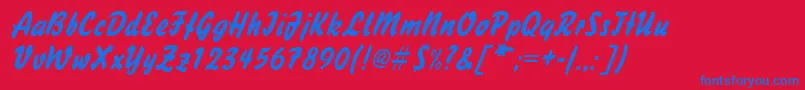 HandybrushItalic Font – Blue Fonts on Red Background