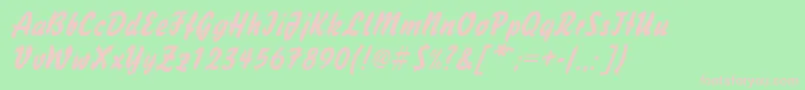 HandybrushItalic Font – Pink Fonts on Green Background