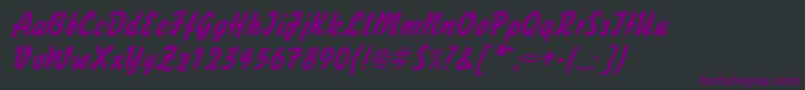 Fonte HandybrushItalic – fontes roxas em um fundo preto