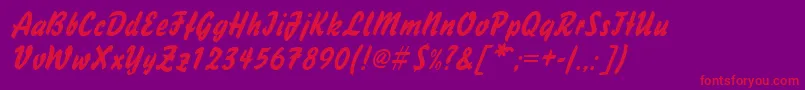 HandybrushItalic-Schriftart – Rote Schriften auf violettem Hintergrund