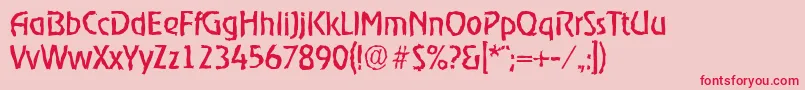 フォントOnstagerandomRegular – ピンクの背景に赤い文字