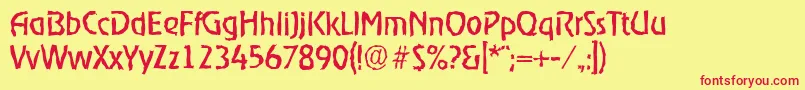 OnstagerandomRegular Font – Red Fonts on Yellow Background