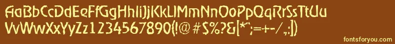 OnstagerandomRegular-Schriftart – Gelbe Schriften auf braunem Hintergrund