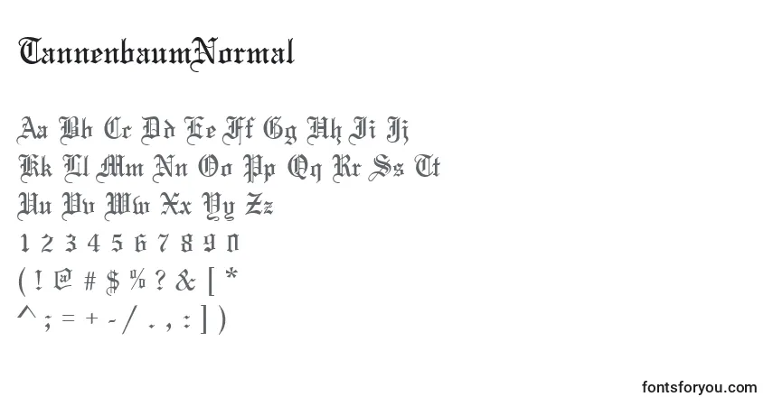 A fonte TannenbaumNormal – alfabeto, números, caracteres especiais