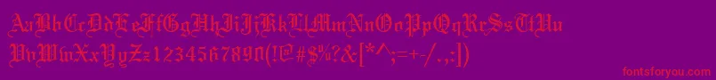 TannenbaumNormal-Schriftart – Rote Schriften auf violettem Hintergrund