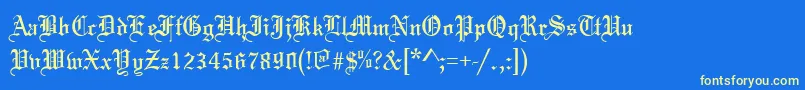 フォントTannenbaumNormal – 黄色の文字、青い背景