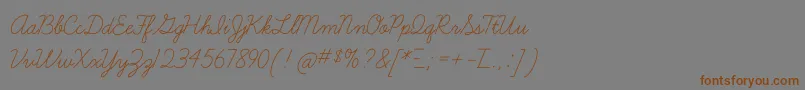 フォントLearningcurveOt – 茶色の文字が灰色の背景にあります。