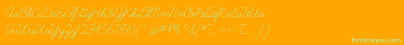 LearningcurveOt-Schriftart – Grüne Schriften auf orangefarbenem Hintergrund