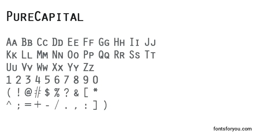 Czcionka PureCapital – alfabet, cyfry, specjalne znaki