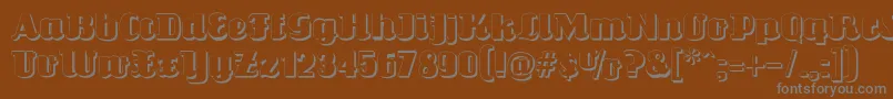 Louisianneshadow-fontti – harmaat kirjasimet ruskealla taustalla