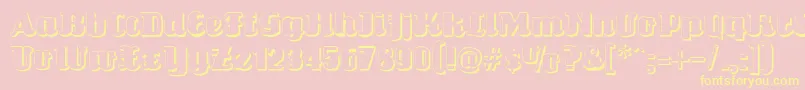 Louisianneshadow-Schriftart – Gelbe Schriften auf rosa Hintergrund