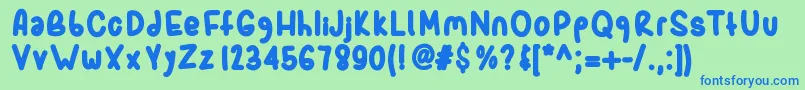 Sporkbold-Schriftart – Blaue Schriften auf grünem Hintergrund