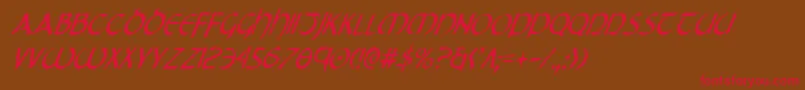 フォントTristramCondensedItalic – 赤い文字が茶色の背景にあります。