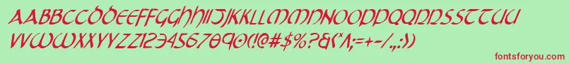 TristramCondensedItalic Font – Red Fonts on Green Background