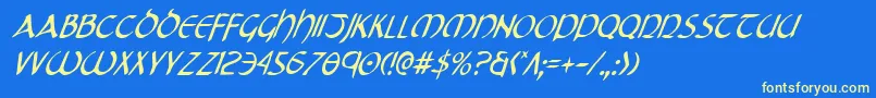 フォントTristramCondensedItalic – 黄色の文字、青い背景