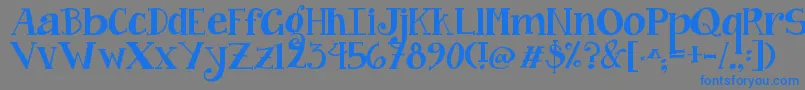 フォントJandacurlygirlchunky – 灰色の背景に青い文字