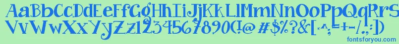 Jandacurlygirlchunky Font – Blue Fonts on Green Background