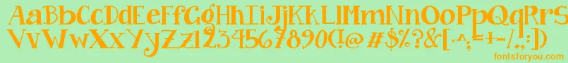 Jandacurlygirlchunky-Schriftart – Orangefarbene Schriften auf grünem Hintergrund