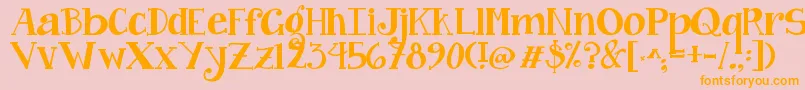 Jandacurlygirlchunky-Schriftart – Orangefarbene Schriften auf rosa Hintergrund