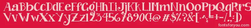 Jandacurlygirlchunky-fontti – vaaleanpunaiset fontit punaisella taustalla